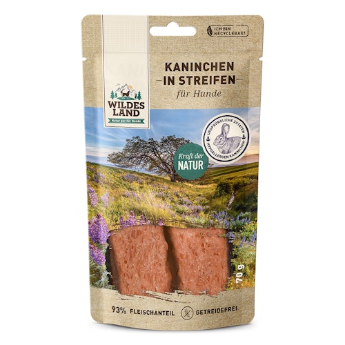 Wildes Land Kaninchenfleisch Streife 70g Hunde Snack