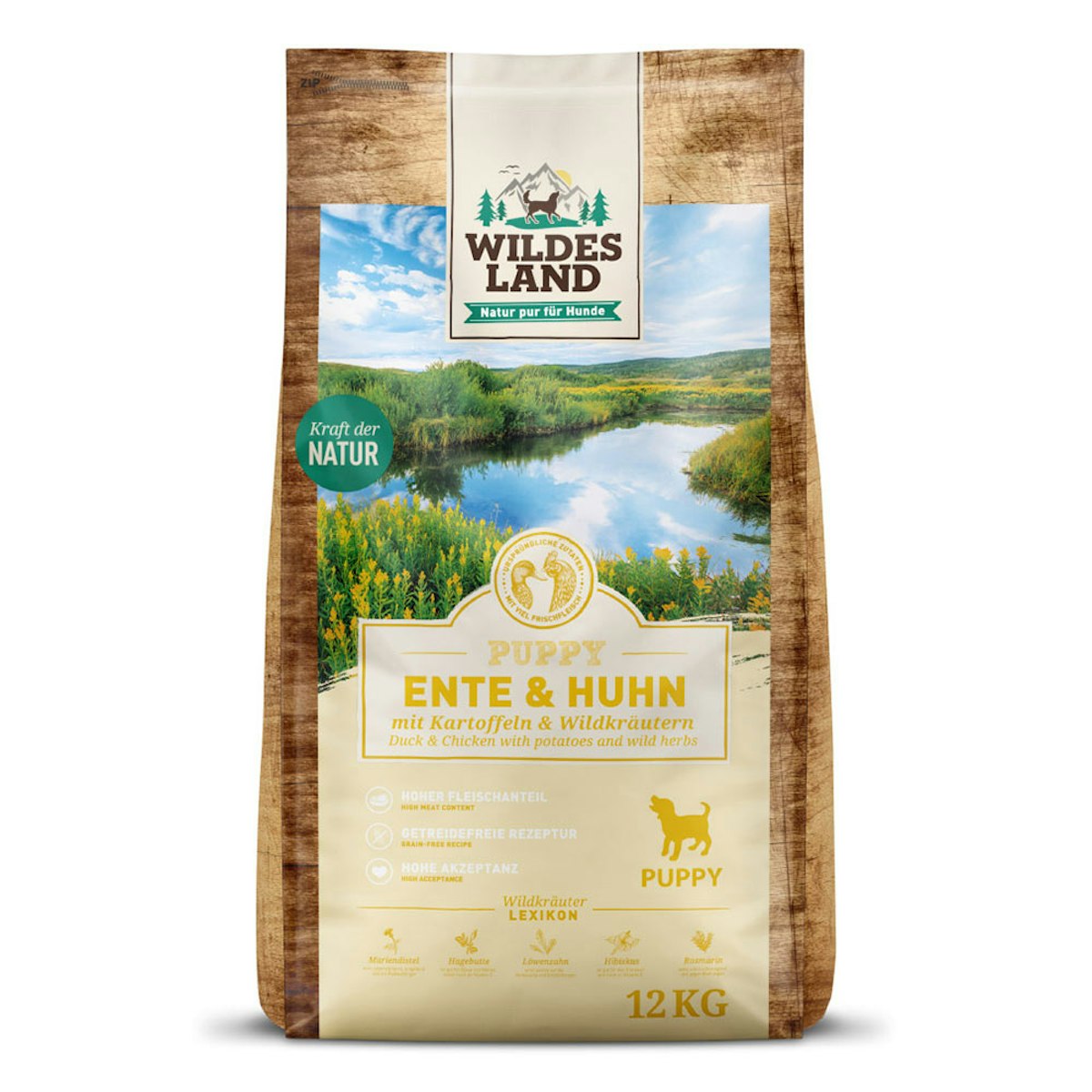 Wildes Land PUPPY Ente und Huhn Sparpaket 2 x 12kg Hundetrockenfutter