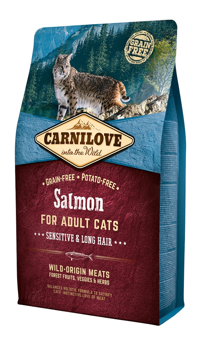 CARNILOVE Sensitive & Long Hair Salmon Katzentrockenfutter Sparpaket 2 x 2 Kilogramm