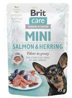 Brit Hund 85gx24 Sterlised Salmon & Herring Fillets in Gravy