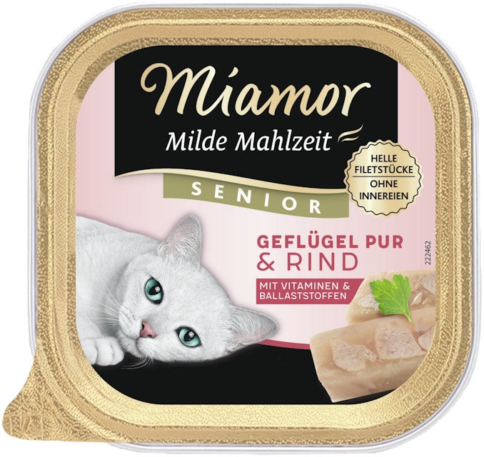 Miamor Milde Mahlzeit 100g Schale Katzennassfutter 16 x 100 Gramm Senior Rind & HuhnVorschaubild
