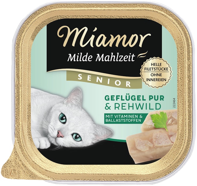 Miamor Milde Mahlzeit 100g Schale Katzennassfutter 16 x 100 Gramm Senior Geflügel pur & RehwildVorschaubild