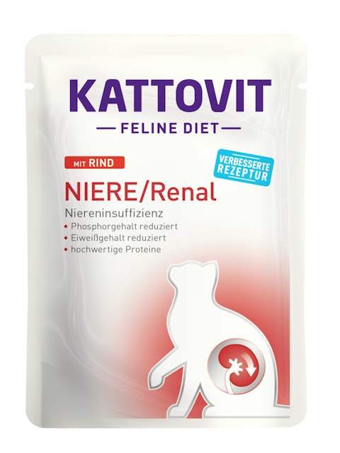 KATTOVIT Feline Diet Niere/Renal 85g Beutel Katzennassfutter Diätnahrung Rind 24x85gVorschaubild