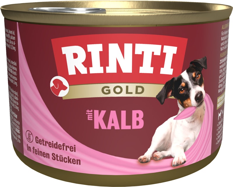 RINTI Gold 185g Dose Hundenassfutter Sparpaket 24 x 185 Gramm Adult KalbVorschaubild