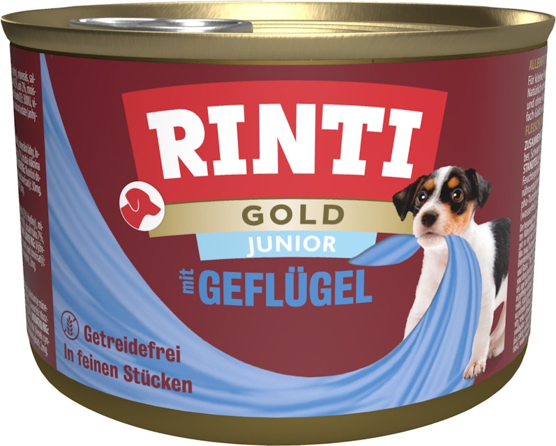 RINTI Gold 185g Dose Hundenassfutter Sparpaket 24 x 185 Gramm Junior + GeflügelVorschaubild