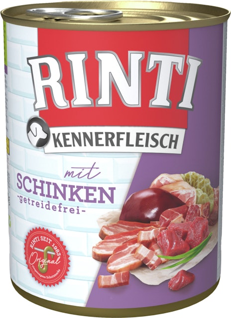 RINTI Kennerfleisch 800g Dose Hundenassfutter Sparpaket 24 x 800 Gramm SchinkenVorschaubild