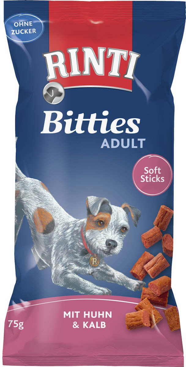 RINTI Bitties 75g Hundesnack 16 x 75 Gramm Huhn & Kalb