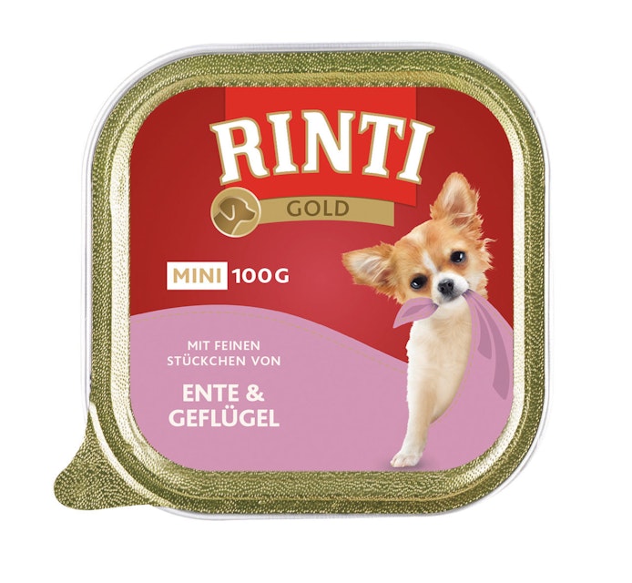 RINTI Gold Mini 100g Schale Hundenassfutter 16 x 100 Gramm Ente & GeflügelVorschaubild