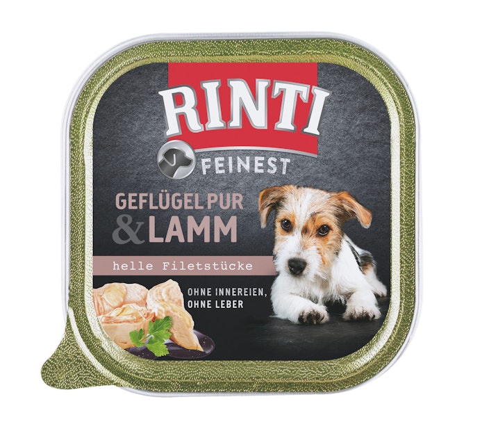 RINTI Feinest 150g Schale Hundenassfutter 11 x 150 Gramm Geflügel Pur & LammVorschaubild
