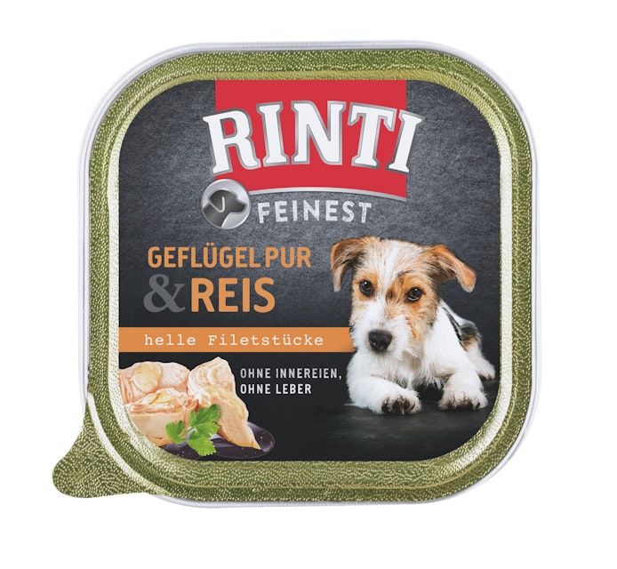 RINTI Feinest 150g Schale Hundenassfutter 11 x 150 Gramm Geflügel Pur & ReisVorschaubild