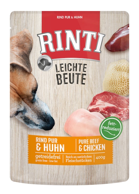 RINTI Leichte Beute 400g Frischebeutel Hundenassfutter 10 x 400 Gramm Rind Pur & HuhnVorschaubild