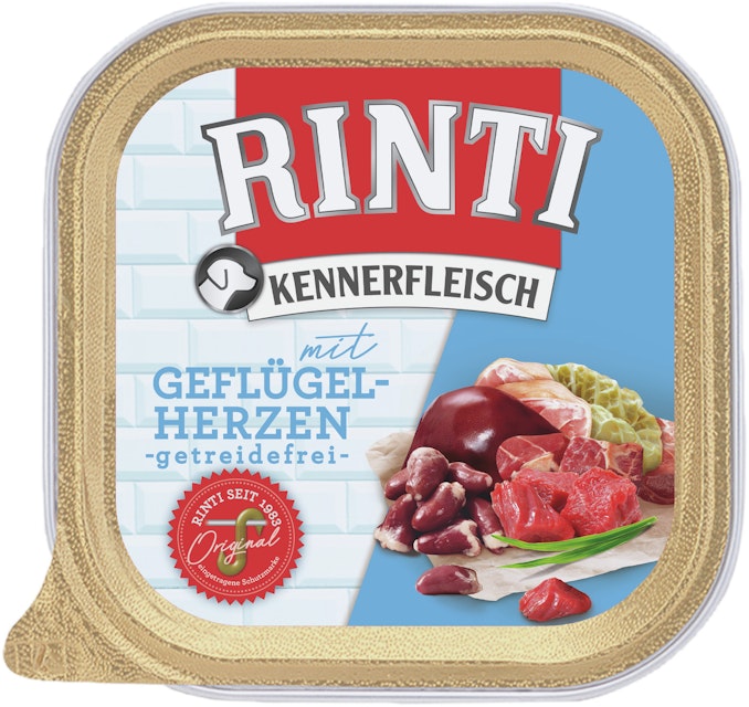 RINTI Kennerfleisch 300 Gramm Hundenassfutter 9 x 300 Gramm GeflügelherzenVorschaubild