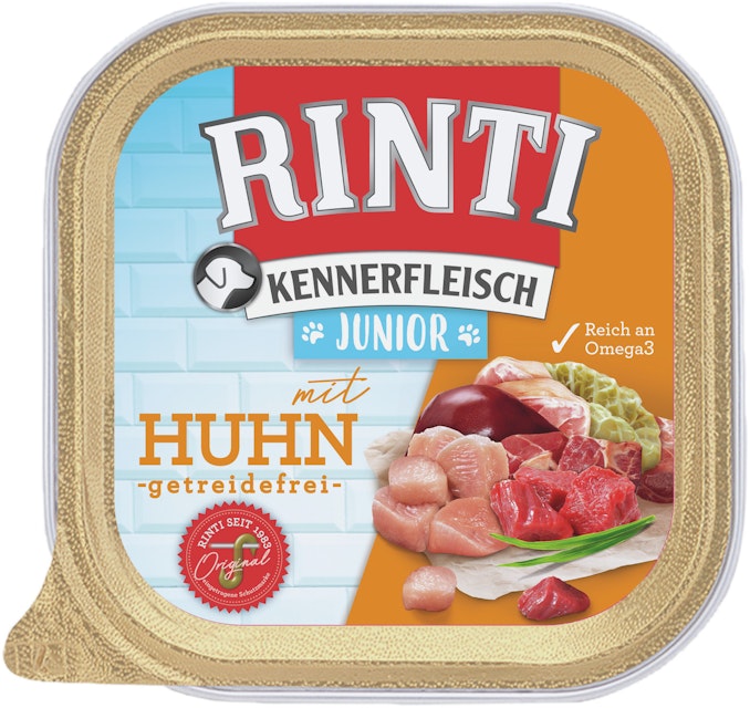 RINTI Kennerfleisch Junior 300 Gramm Hundenassfutter 9 x 300 Gramm HuhnVorschaubild