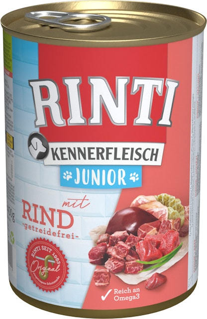 RINTI Kennerfleisch Junior 400g Dose Hundenassfutter 12 x 400 Gramm RindVorschaubild