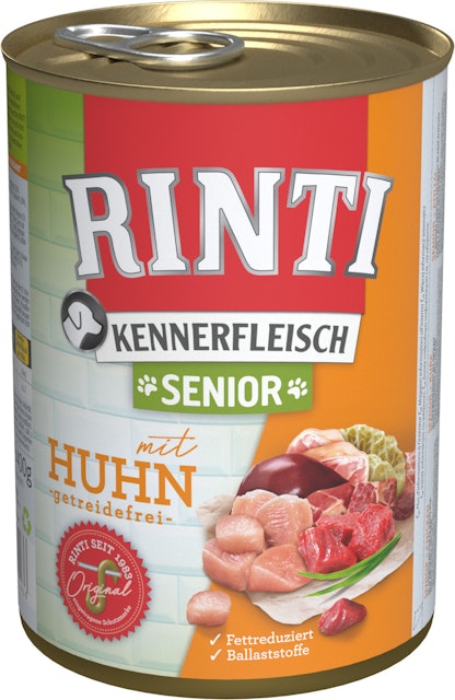 RINTI Kennerfleisch Senior 400g Dose Hundenassfutter 12 x 400 Gramm HuhnVorschaubild
