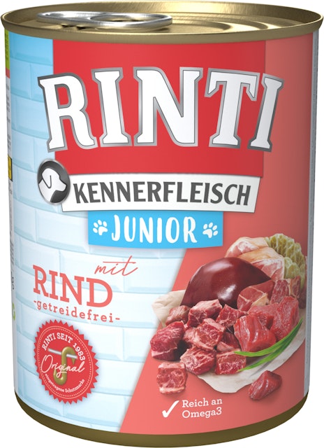 RINTI Kennerfleisch Junior 800g Dose Hundenassfutter 12 x 800 Gramm RindVorschaubild