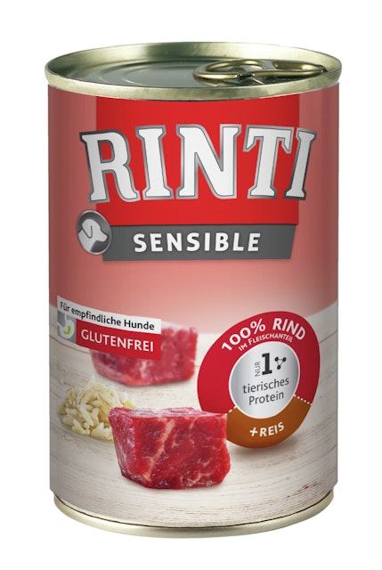 RINTI Sensible 400g Dose Hundenassfutter 12 x 400 Gramm Rind & ReisVorschaubild