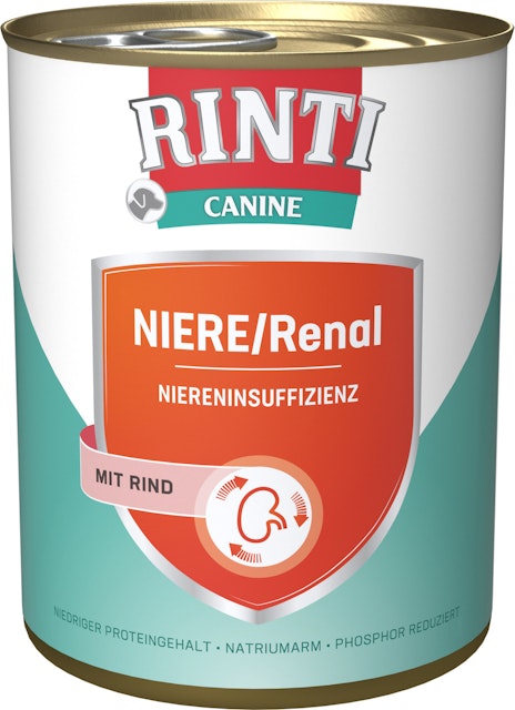 RINTI Canine 800g Dose Hundenassfutter Diätnahrung 6 x 800 Gramm Niere/Renal RindVorschaubild