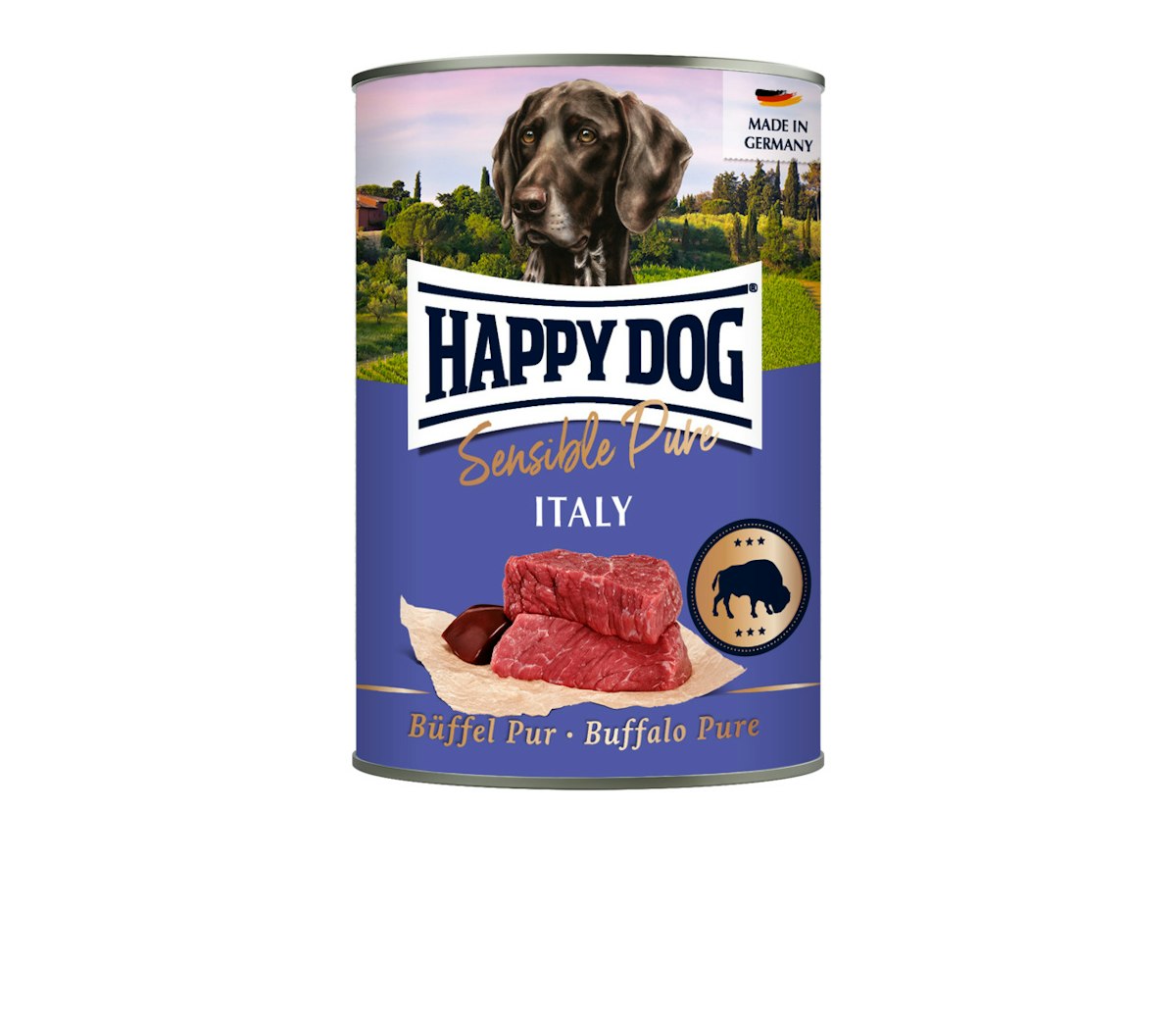 HAPPY DOG 400 Gramm Hundenassfutter 12 x 400 Gramm Büffel Pur