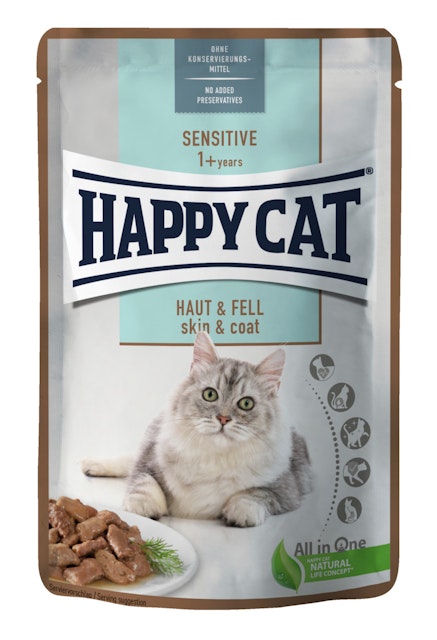 HAPPY CAT Meat in Sauce Sensitive 85 Gramm Katzennassfutter 24 x 85 Gramm Haut & FellVorschaubild