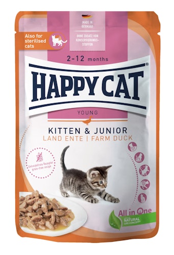 HAPPY CAT Meat in Sauce Kitten & Junior 85 Gramm Katzennassfutter
