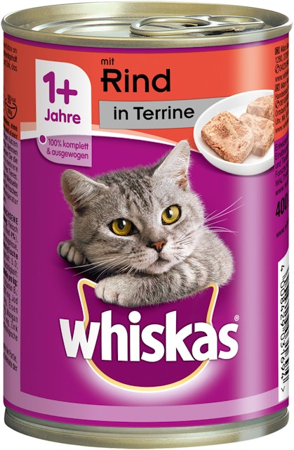 Whiskas 1+ Terrine 400 Gramm Katzennassfutter 12 x 400 Gramm RindVorschaubild