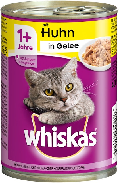 Whiskas 1+ in Gelee 400 Gramm Katzennassfutter 12 x 400 Gramm HuhnVorschaubild