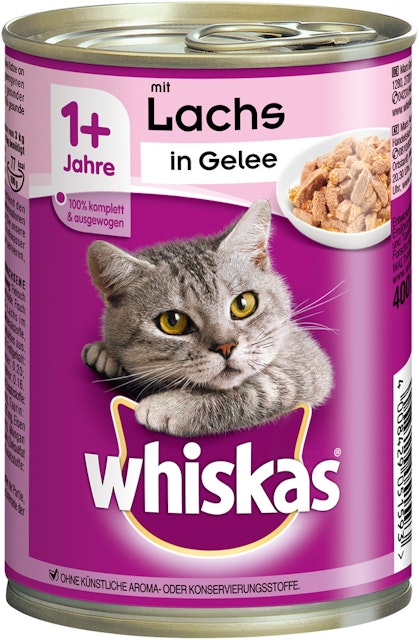 Whiskas 1+ in Gelee 400 Gramm Katzennassfutter 12 x 400 Gramm LachsVorschaubild