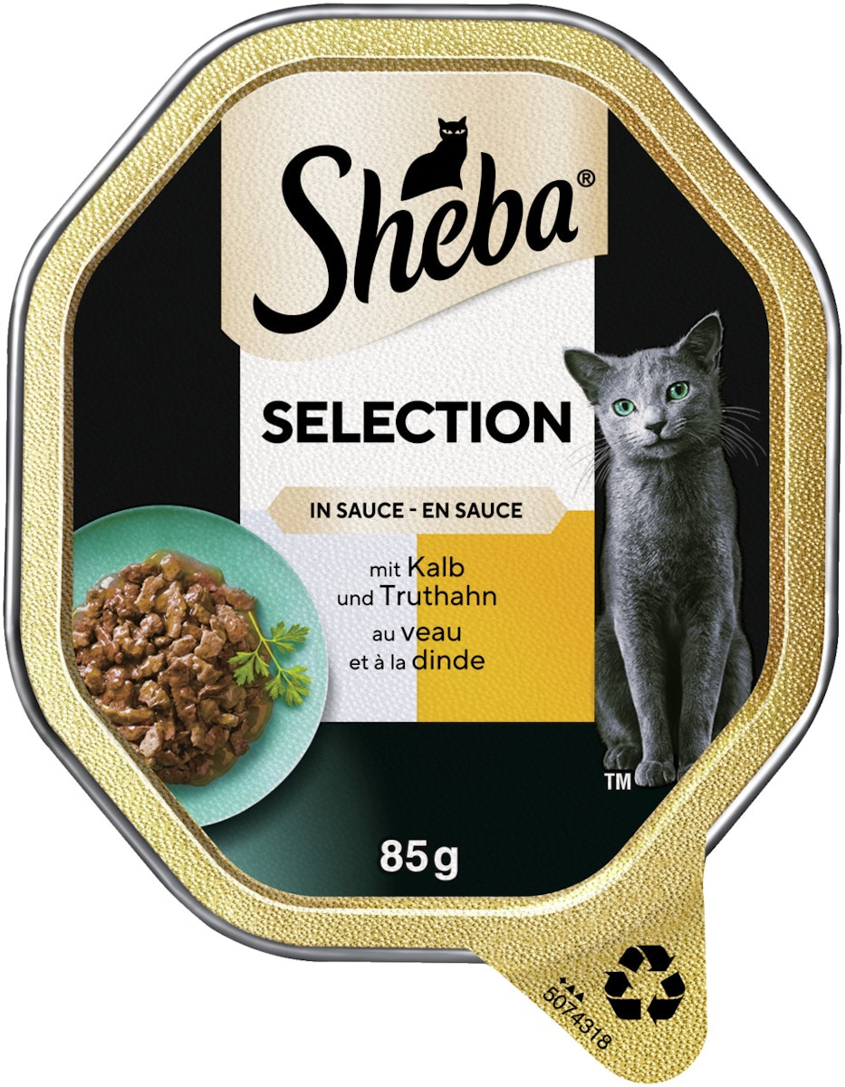 Sheba Sauce 85 Gramm Katzennassfiutter 22 x 85 Gramm Kalb und Truthahn