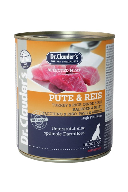 Dr. Clauder's Selected Meat Pre Biotics 800g Dosen Hundenassfutter Pute & Reis 6x800gVorschaubild