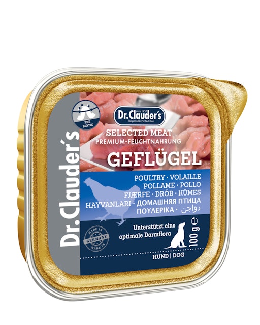 Dr. Clauder's Selected Meat Pre Biotics 100g Schalen Hundenassfutter Geflügel 30x100gVorschaubild