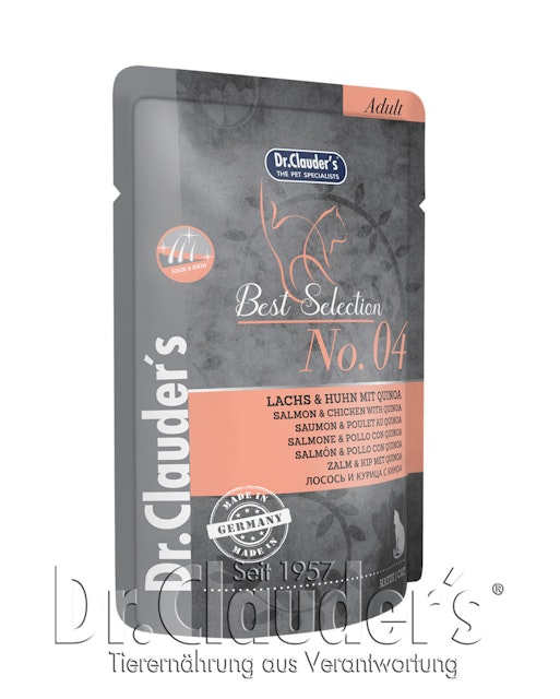 Dr Clauder's Best Selection 85 Gramm Katzennassfutter 16 x 85 Gramm No 4 Lachs & Huhn mit QuinoaVorschaubild