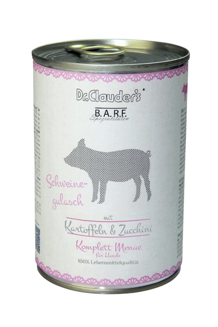 Dr. Clauder's BARF Komplett Menü 400g Dosen Hundenassfutter Sparpaket Schweinegulasch 12x400gVorschaubild