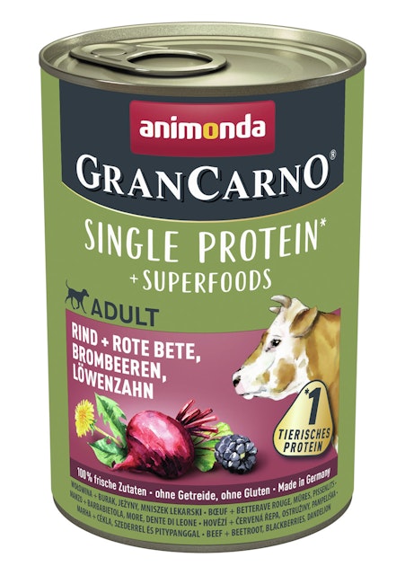 animonda Gran Carno Superfoods 400g Dose Hundenassfutter 6 x 400 Gramm Rind + Rote Bete, Brombeeren, LöwenzahnVorschaubild