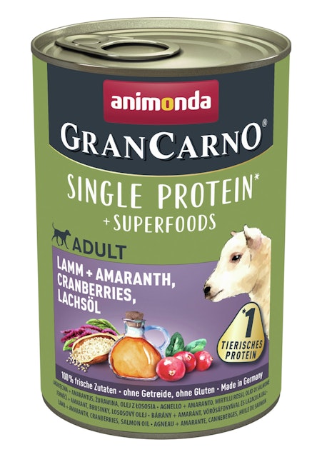 animonda Gran Carno Superfoods 400g Dose Hundenassfutter 6 x 400 Gramm Lamm + Amaranth, Cranberries, LachsölVorschaubild