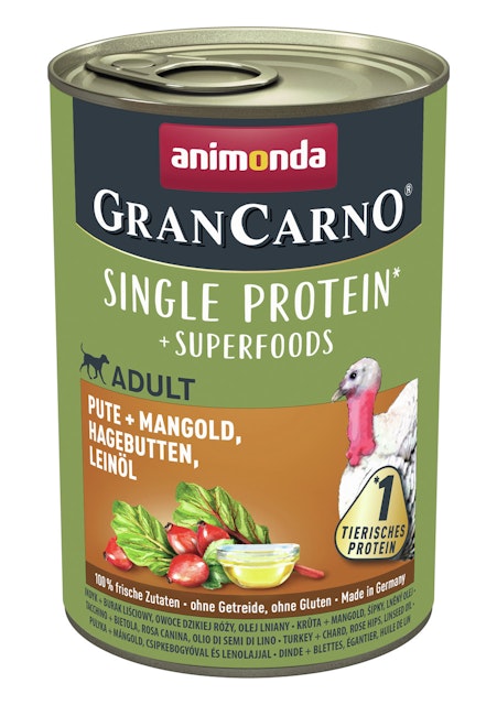 animonda Gran Carno Superfoods 400g Dose Hundenassfutter 6 x 400 Gramm Pute + Mangold, Hagebutten, LeinölVorschaubild