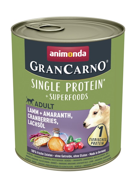 animonda Gran Carno Superfoods 800g Dose Hundenassfutter 6 x 800 Gramm Lamm + Amaranth, Cranberries, LachsölVorschaubild