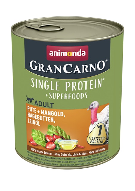 animonda Gran Carno Superfoods 800g Dose Hundenassfutter 6 x 800 Gramm Pute + Mangold, Hagebutten, LeinölVorschaubild