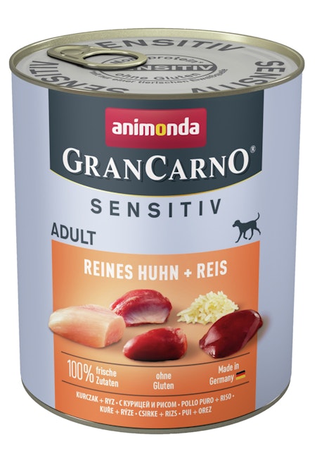 animonda Gran Carno Sensitive Adult 800g Dose Hundenassfutter 6 x 800 Gramm Reines Huhn + ReisVorschaubild