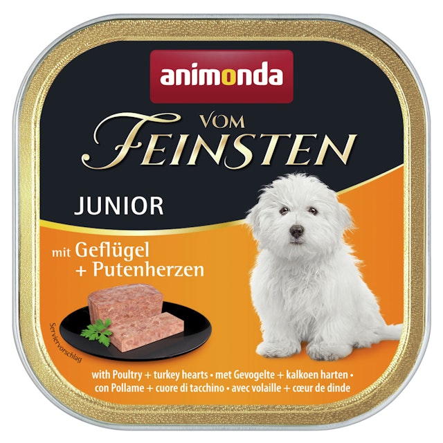 animonda Vom Feinsten Junior 150g Schale Hundenassfutter 22 x 150 Gramm Geflügel + PutenherzenVorschaubild