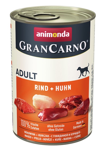 animonda Gran Carno Adult 400g Dose Hundenassfutter Sparpaket 12 x 400 Gramm Rind + HuhnVorschaubild