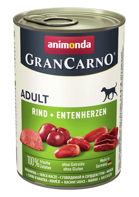 animonda Gran Carno Adult 400g Dose Hundenassfutter Sparpaket 12 x 400 Gramm Rind + EntenherzenVorschaubild