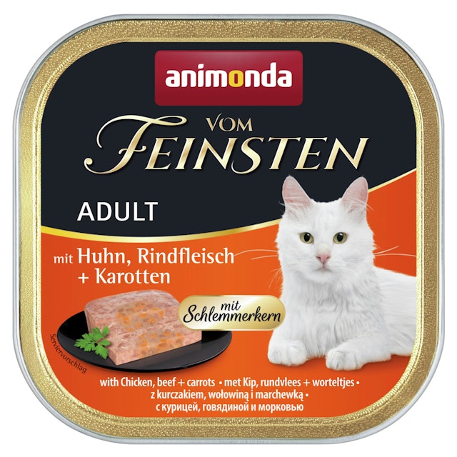 animonda Vom Feinsten Adult mit Schlemmerkern 100g Schale Katzennassfutter 32 x 100 Gramm Huhn, Rindfleisch + KarottenVorschaubild