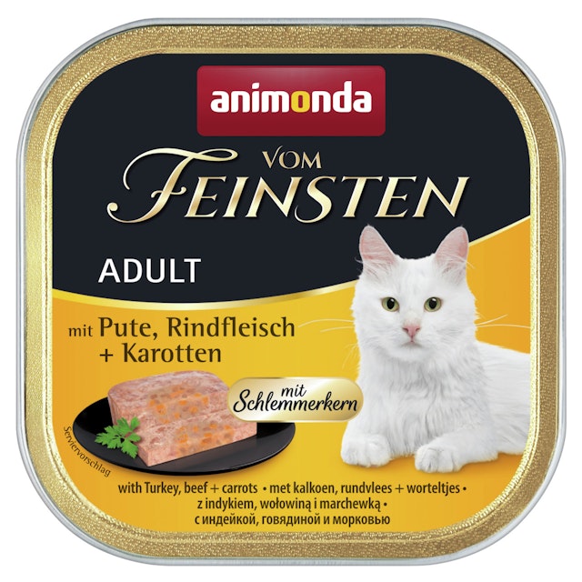 animonda Vom Feinsten Adult mit Schlemmerkern 100g Schale Katzennassfutter 32 x 100 Gramm Pute, Rindfleisch + KarottenVorschaubild