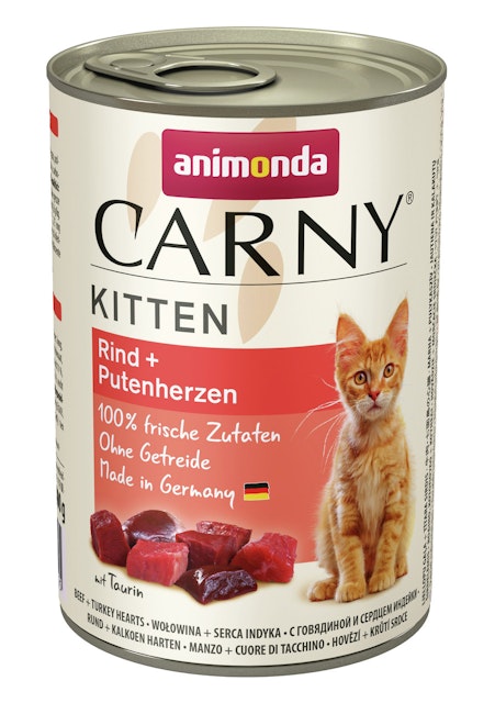 animonda Carny Kitten 400g Dose Katzennassfutter 6 x 400 Gramm Rind + PutenherzenVorschaubild