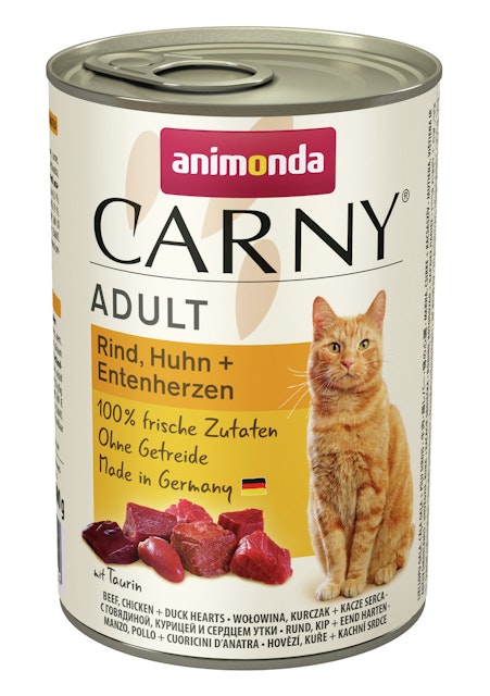 animonda Carny Adult 400g Dose Katzennassfutter 6 x 400 Gramm Rind, Huhn + EntenherzenVorschaubild