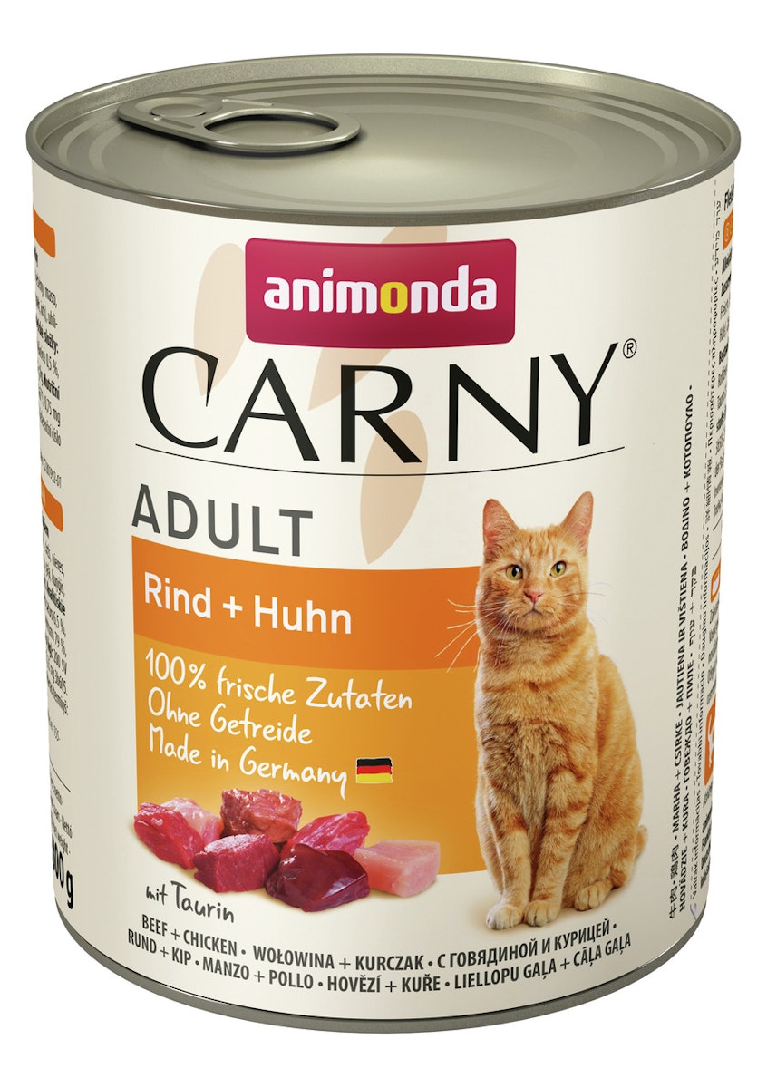 animonda Carny Adult 800g Dose Katzennassfutter Sparpaket 12 x 800 Gramm Rind + Huhn