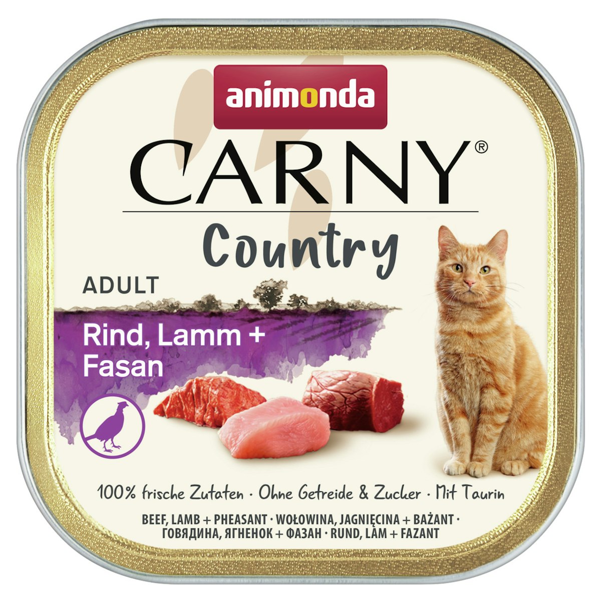 animonda Carny Country 100g Schale Katzennassfutter Sparpaket 64 x 100 Gramm Huhn, Kalb + Reh