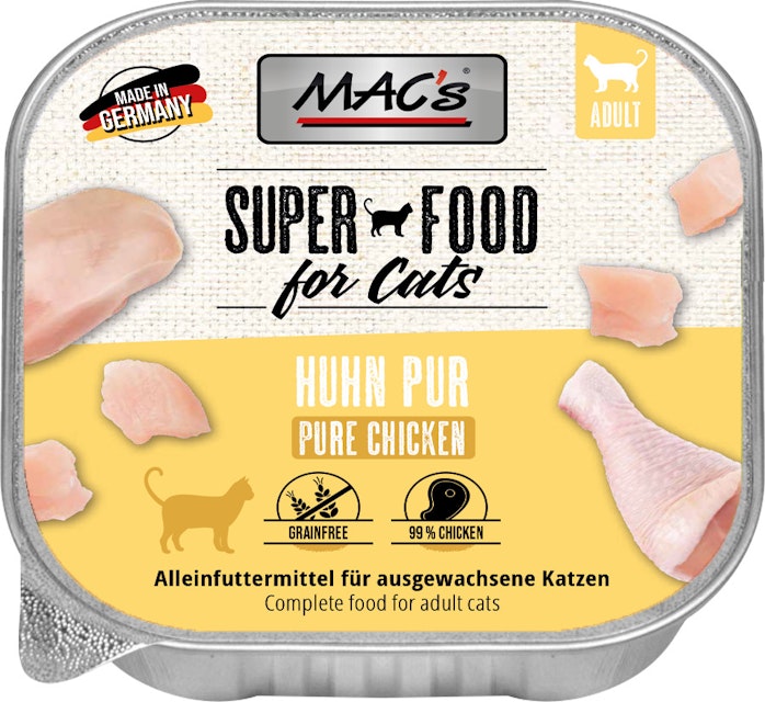 MAC's Cat 85g Schale Katzennassfutter Sparpaket 32 x 85 Gramm Huhn PurVorschaubild