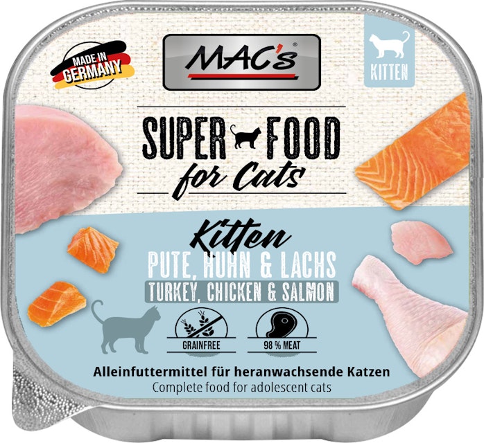 MAC's Cat 85g Schale Katzennassfutter Sparpaket 32 x 85 Gramm Kitten Pute, Huhn & LachsVorschaubild